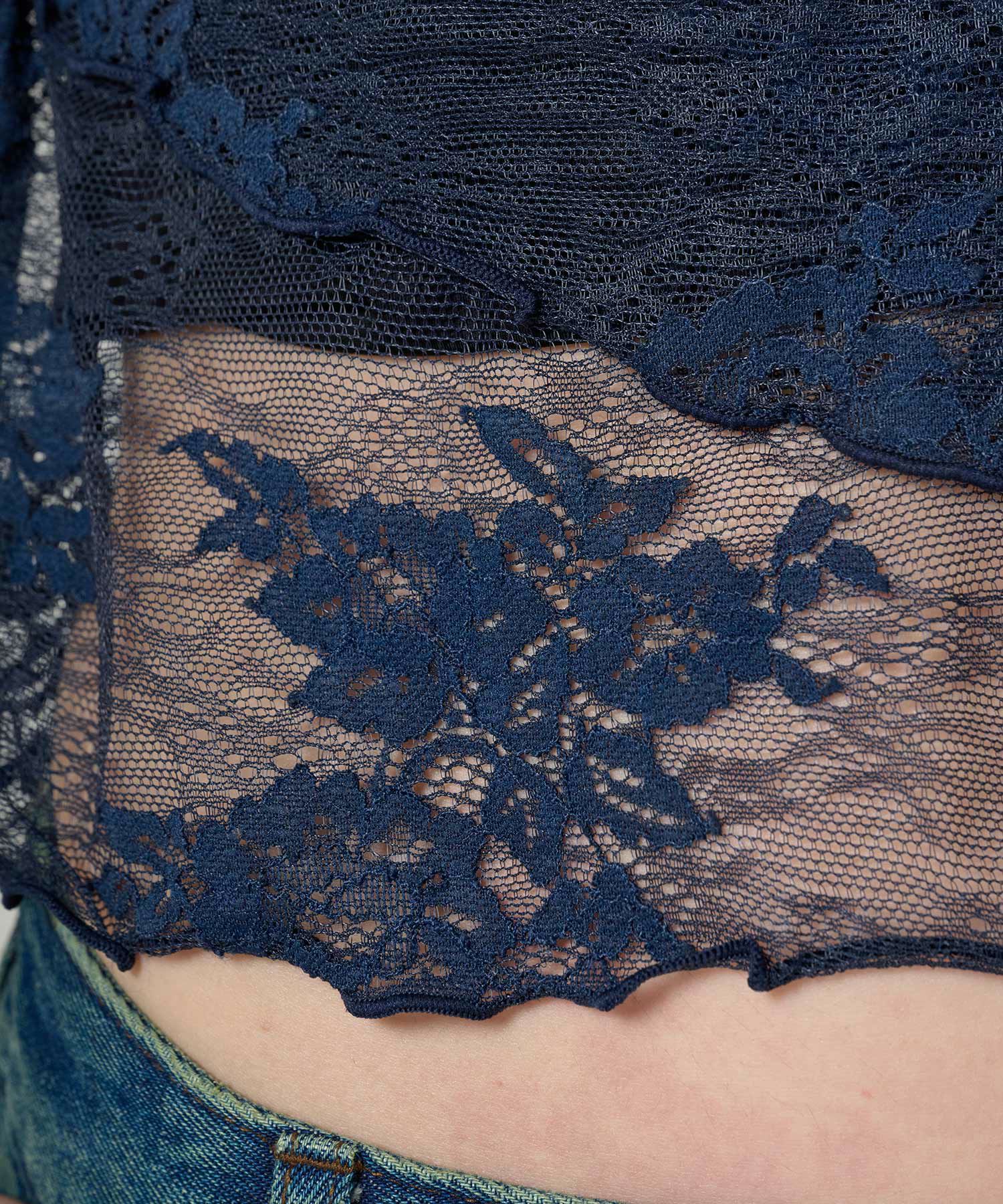 レース/カシュクール/トップス/ネイビー