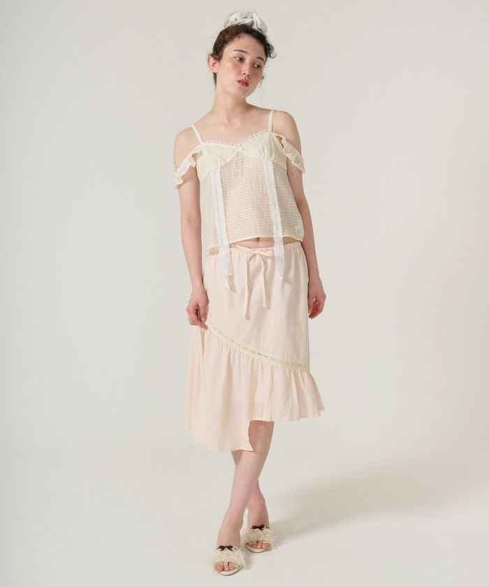 セットアップ ブラウス ハートネック レース 2colors S/L FINAL-SALE ハートネック キャミブラウス TINA：JOJUN 全2色