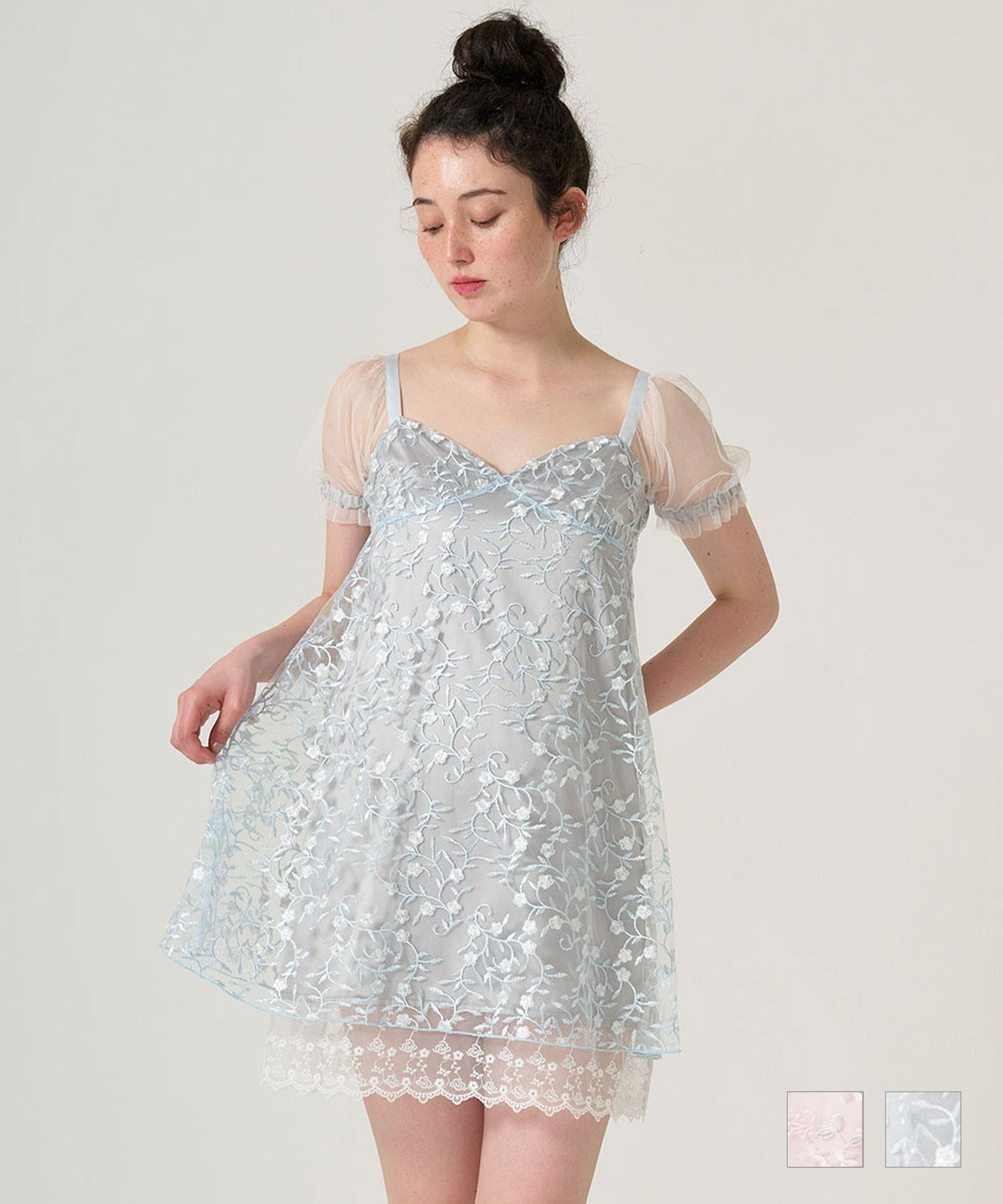 ワンピース/ドレス/チュール/花柄/レース