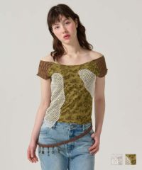 トップス/半袖/ドッキング/異素材