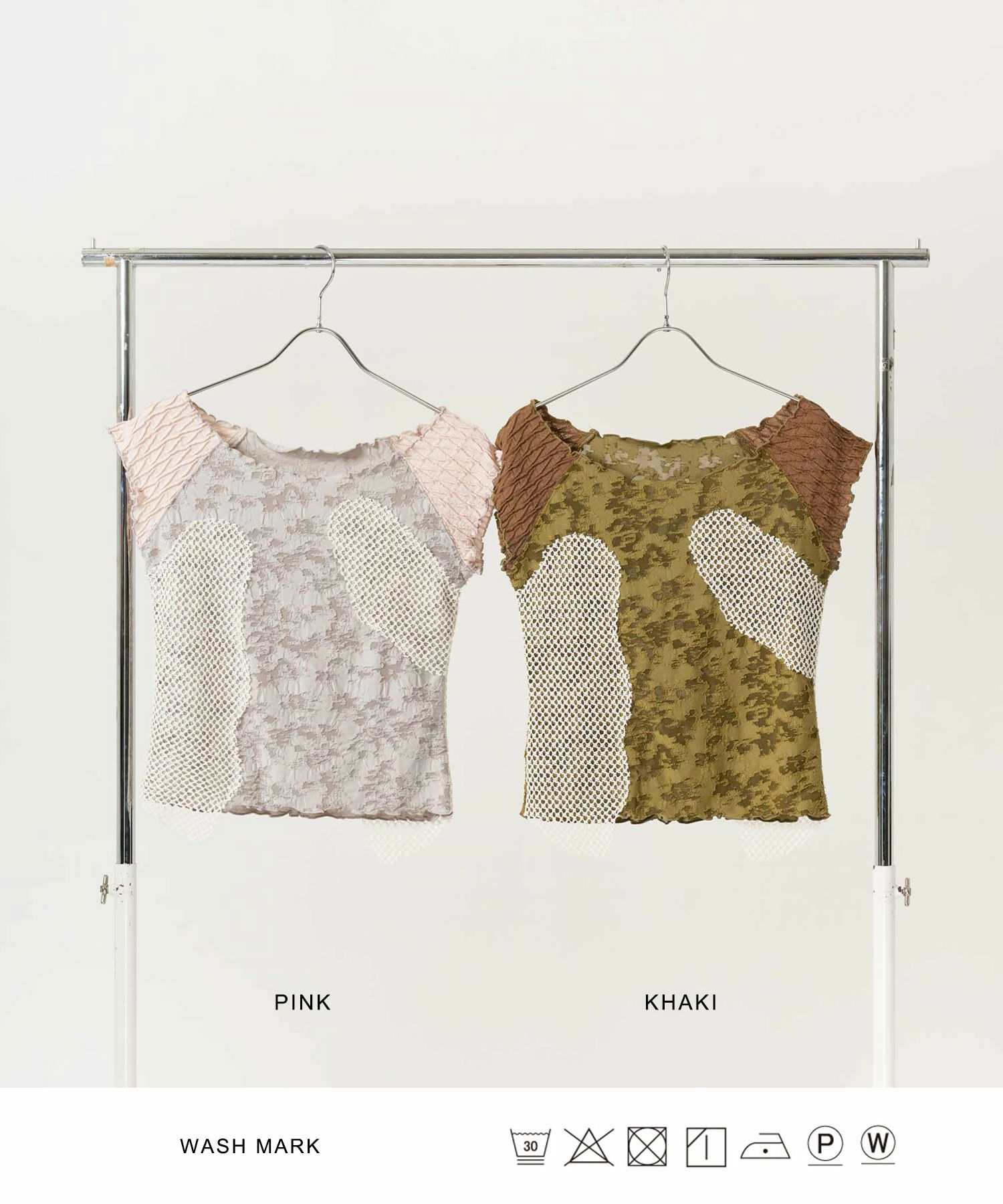 トップス/半袖/ドッキング/異素材