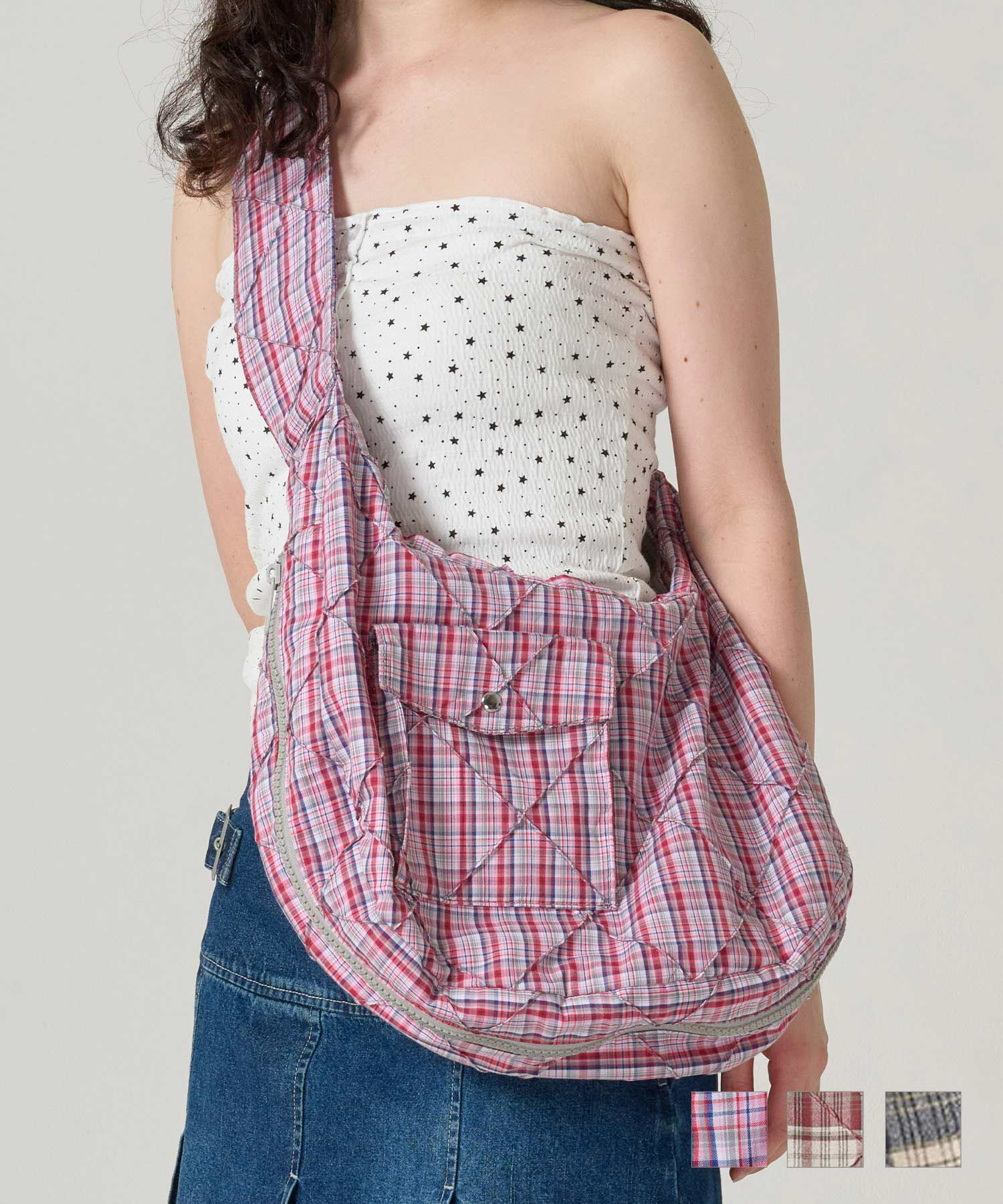 3/下旬～4/上旬頃発送予定！チェック柄 ショルダーバッグ TINA：JOJUN  