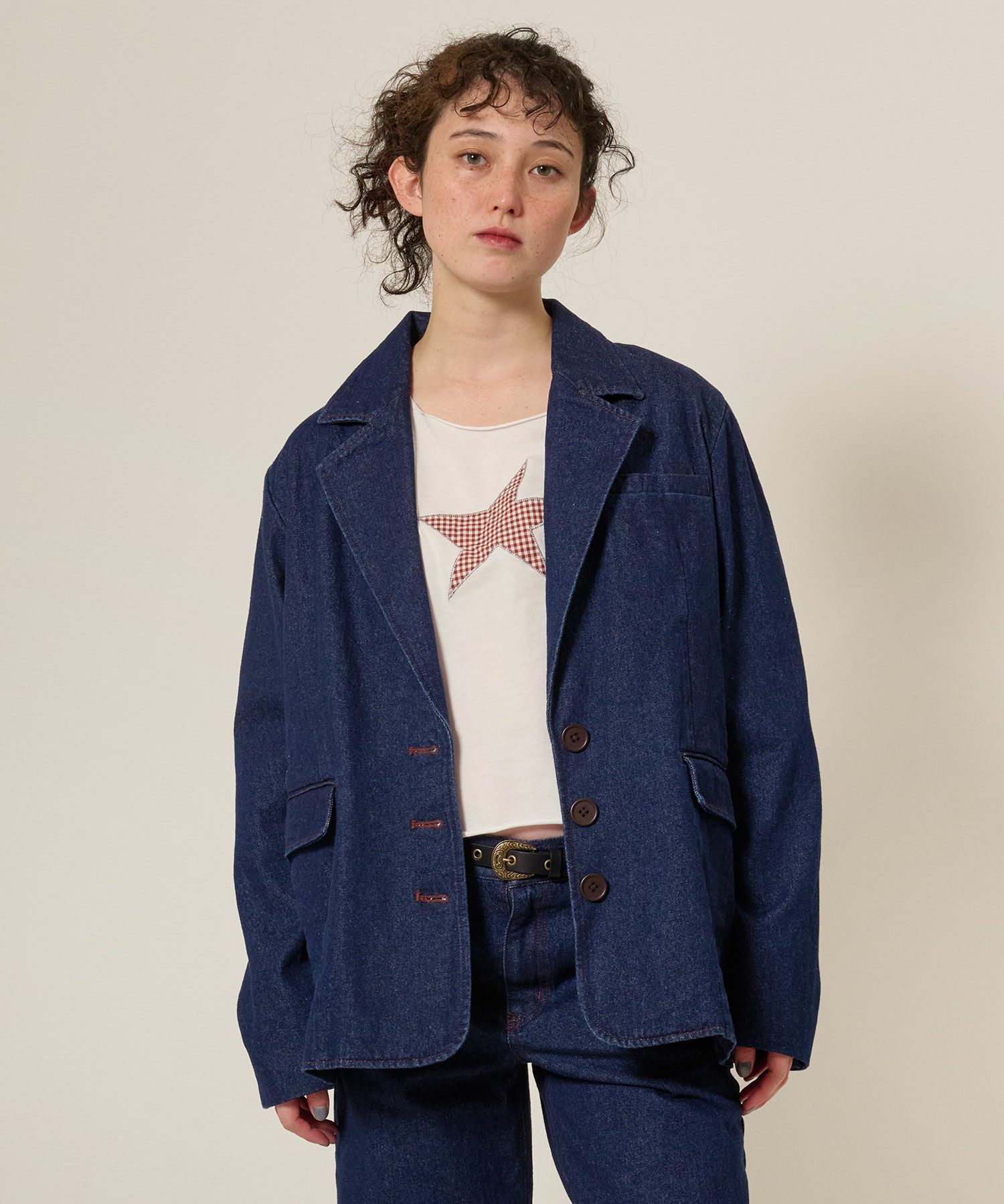 ジャケット/デニム/アウター/インディゴ/サックス