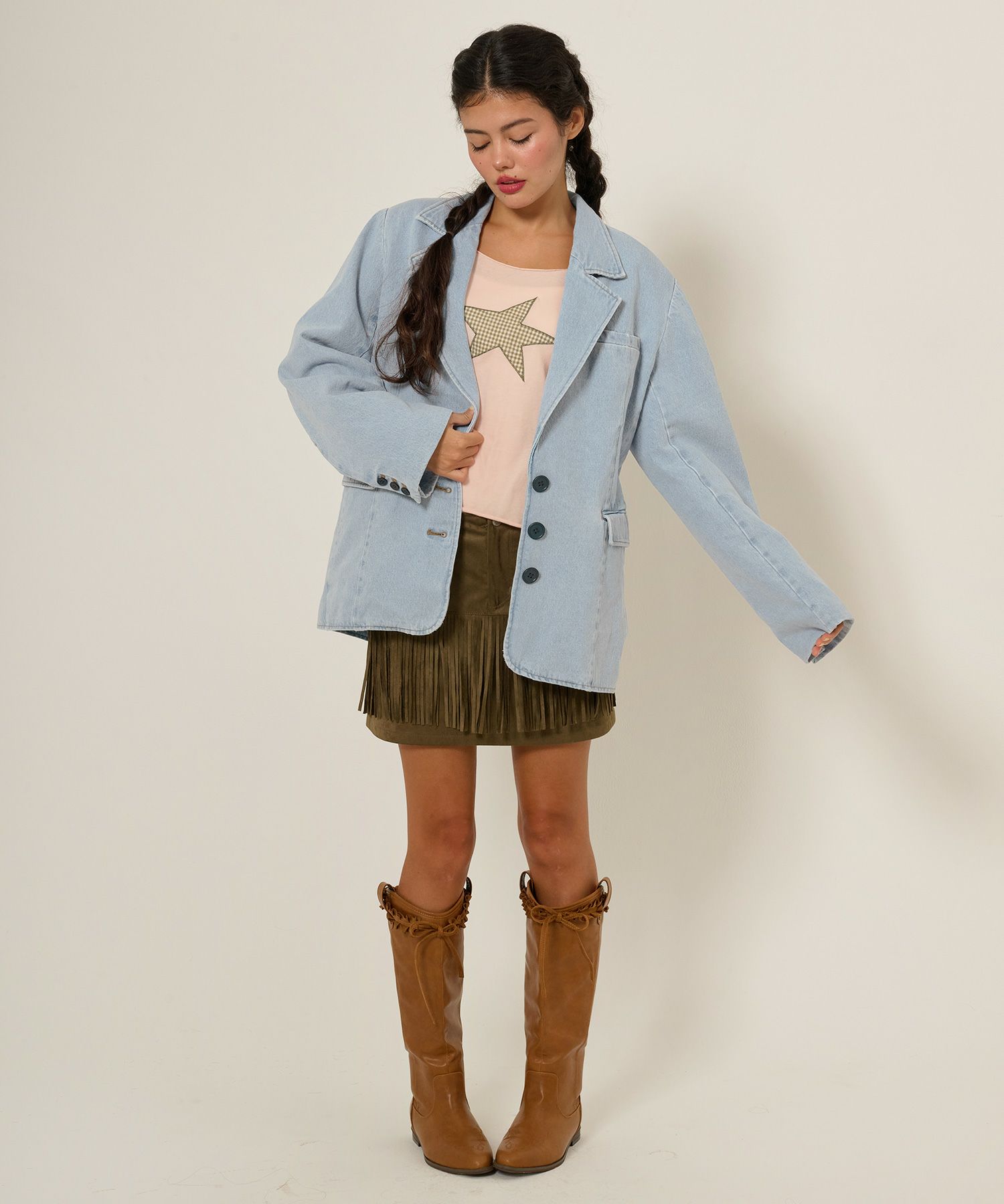 ジャケット/デニム/アウター/インディゴ/サックス