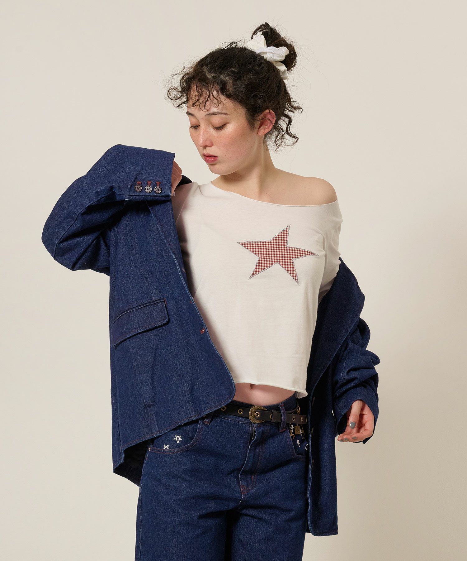 ジャケット/デニム/アウター/インディゴ/サックス