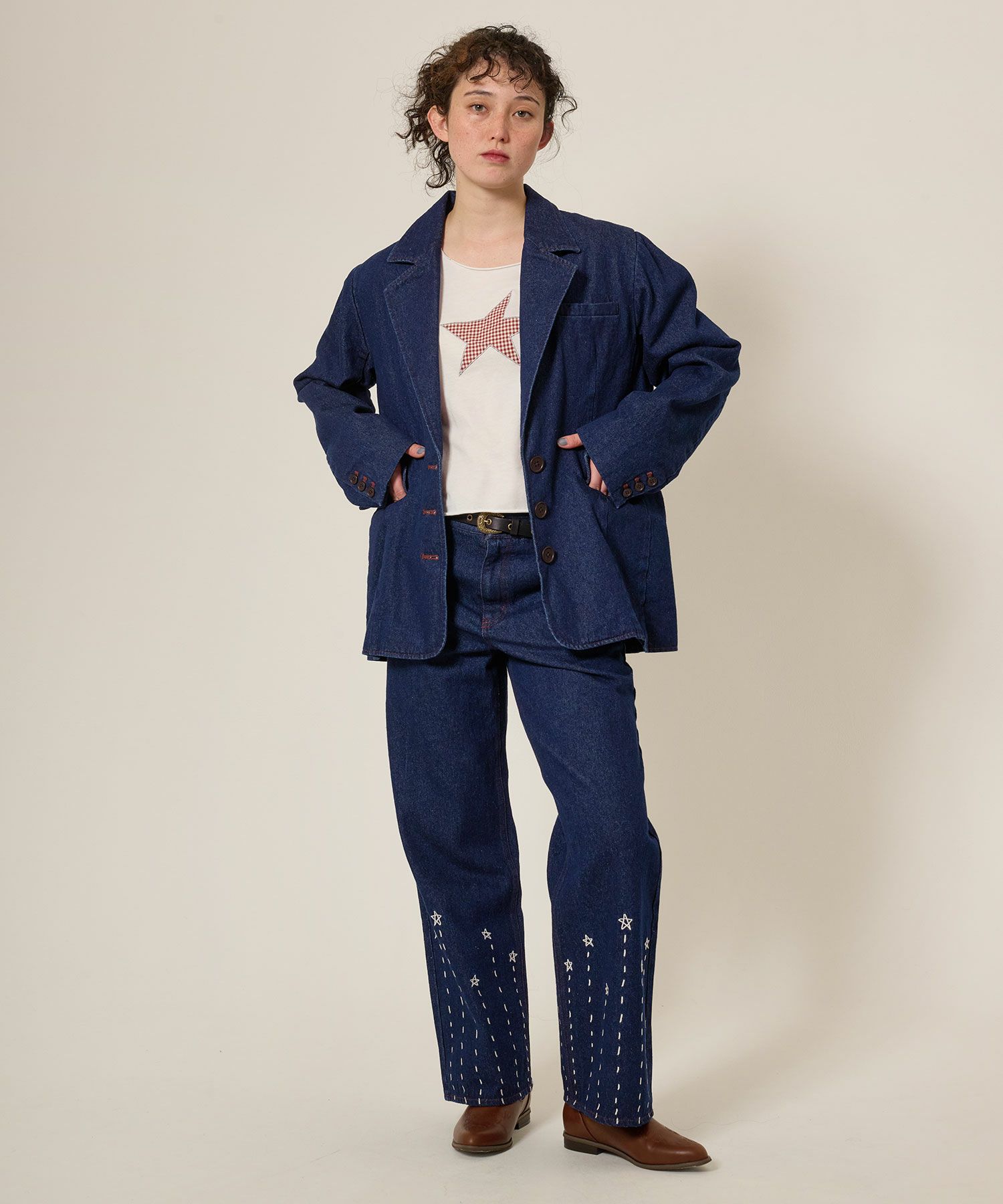 ジャケット/デニム/アウター/インディゴ/サックス