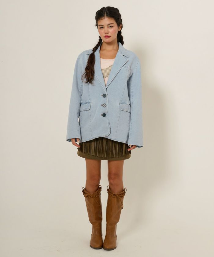 オーバーサイズ デニムテーラードジャケット TINA：JOJUN 全2色