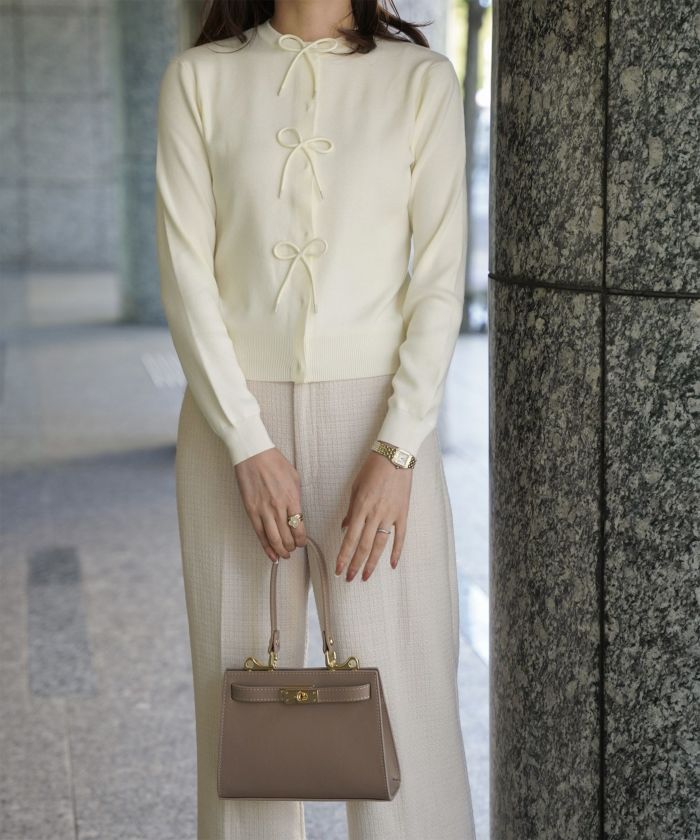 フロントリボン ニット カーディガン HUIT 全3色｜hit441-0193【1