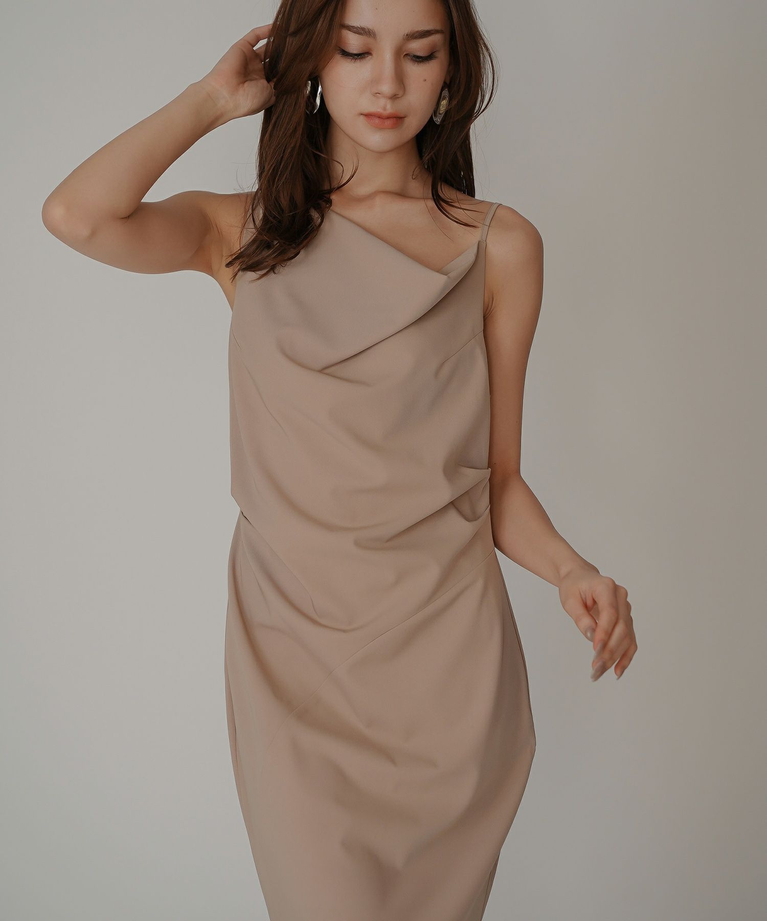 アシンメトリー ドレープ キャミ ワンピース KINO THE KEI