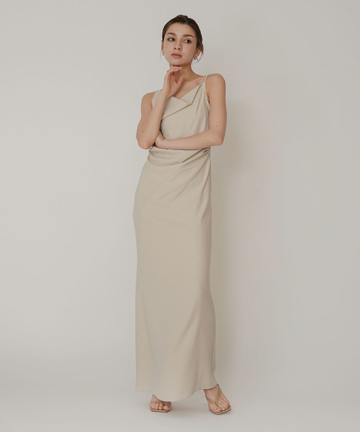 アシンメトリー ドレープ キャミ ワンピース KINO THE KEI