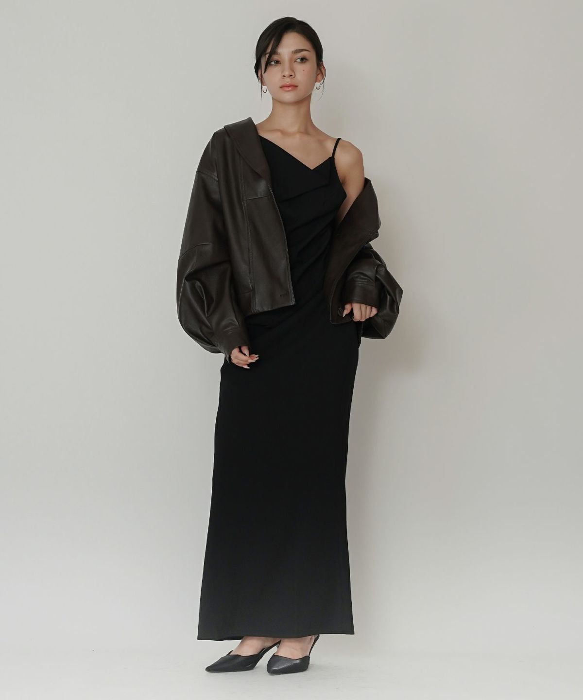 アシンメトリー ドレープ キャミ ワンピース KINO THE KEI