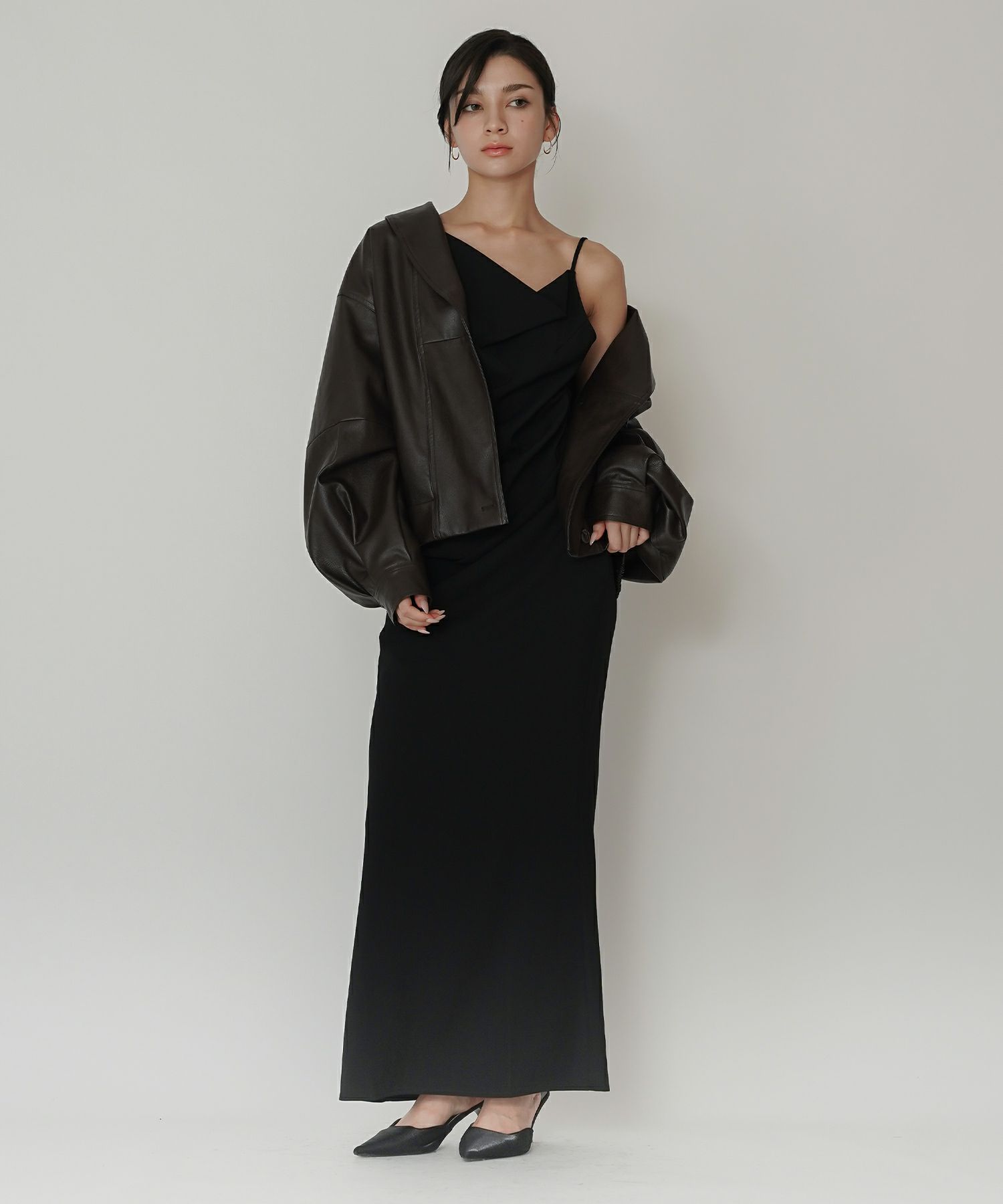 アシンメトリー ドレープ キャミ ワンピース KINO THE KEI