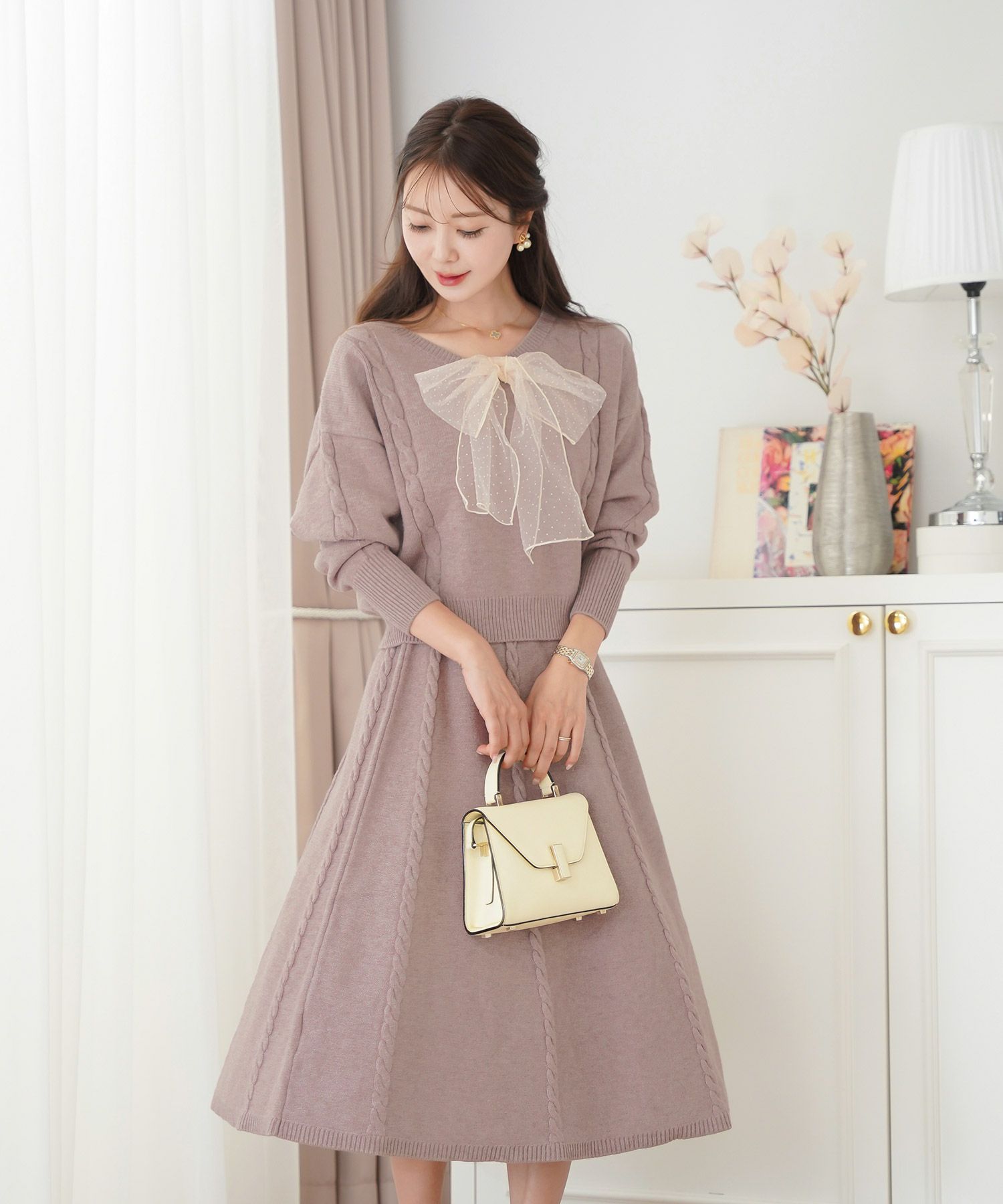 diagram バックリボンニットドレス ニットワンピース セットアップ  