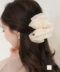 キラキラシュシュ風バンスクリップlerevevanillerホワイト/ブラック