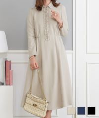 襟付フロントフリルジップ&フリルワンピースPrimaScherrer全3色｜psc311-0921【1】