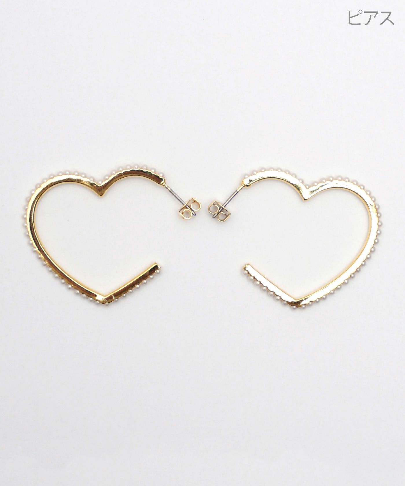 パール ハート フープ ピアス イヤリング Pearl Heart Hoop Pierce Earring
