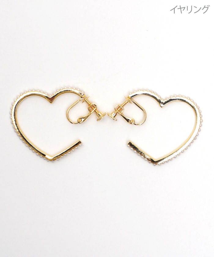 パール ハート フープ ピアス イヤリング Pearl Heart Hoop Pierce Earring （Liala） 全2種  ｜lia945-9804【1】 - ピアス商品一覧 - Joint Space