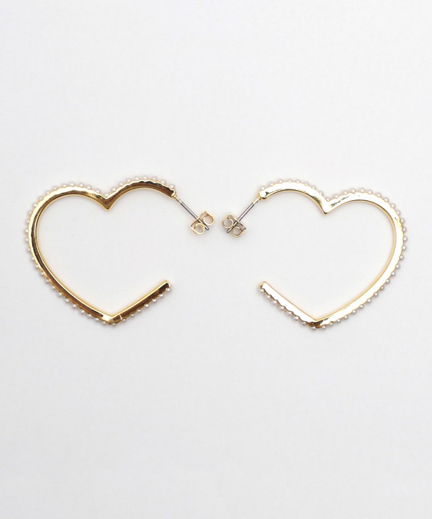 パール ハート フープ ピアス イヤリング Pearl Heart Hoop Pierce Earring