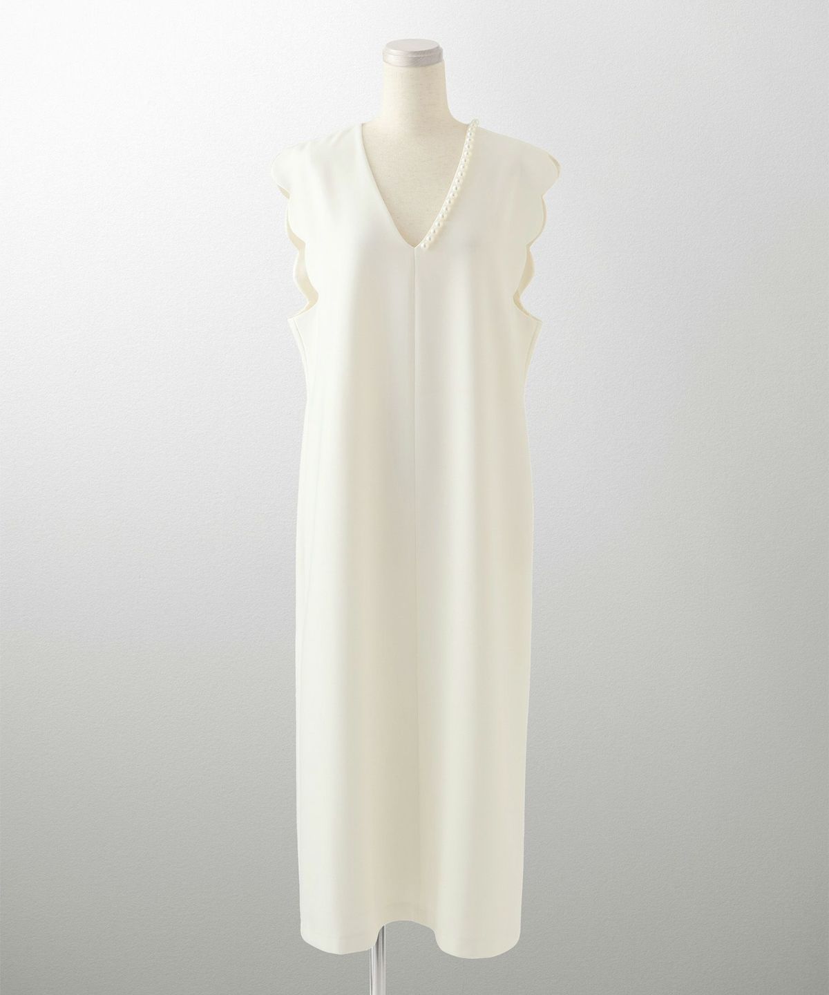 上品 アシンメトリー Vネック タイト オフィス オケージョン 着回し/ホワイト/ブラック/M