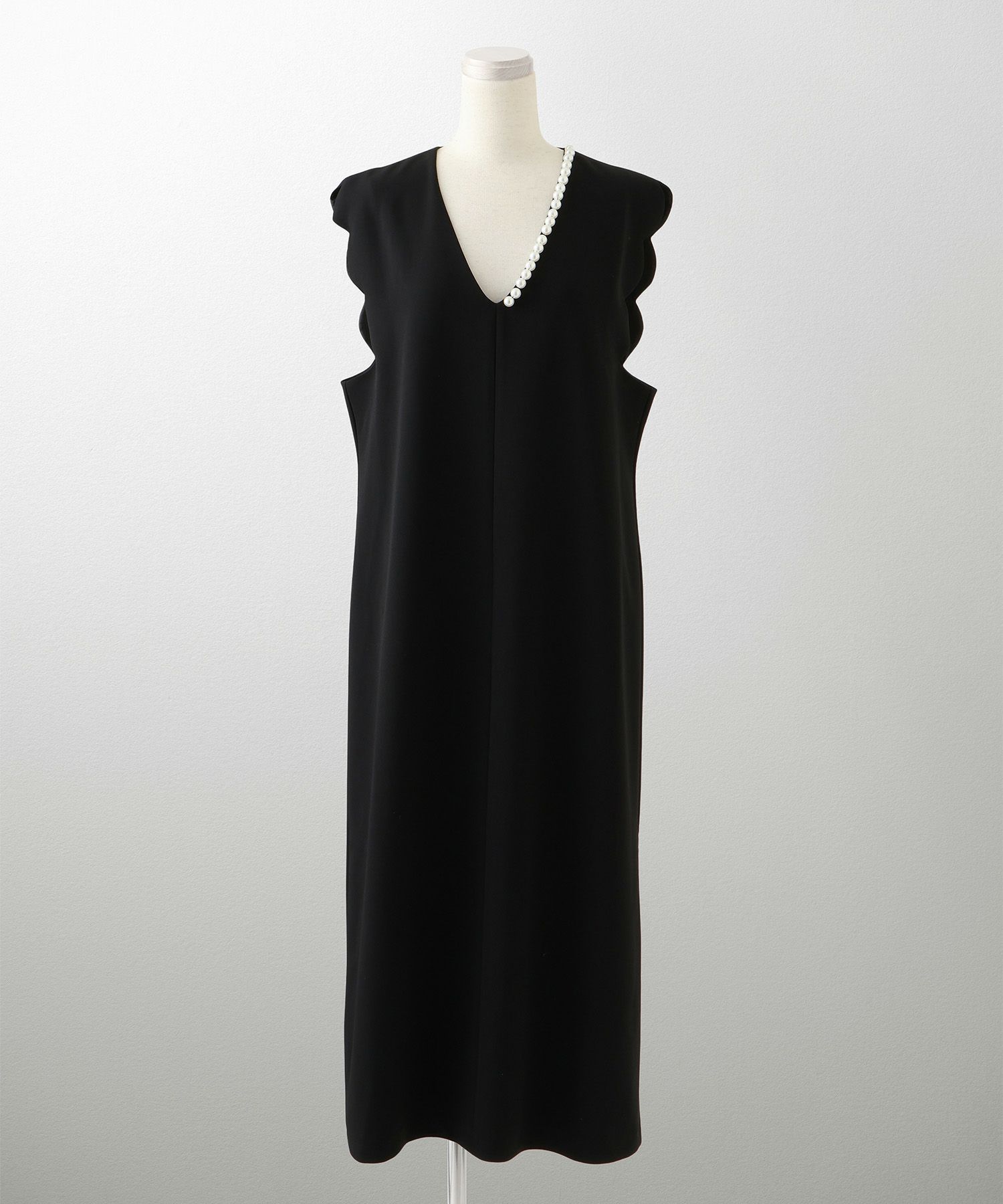 上品 アシンメトリー Vネック タイト オフィス オケージョン 着回し/ホワイト/ブラック/M