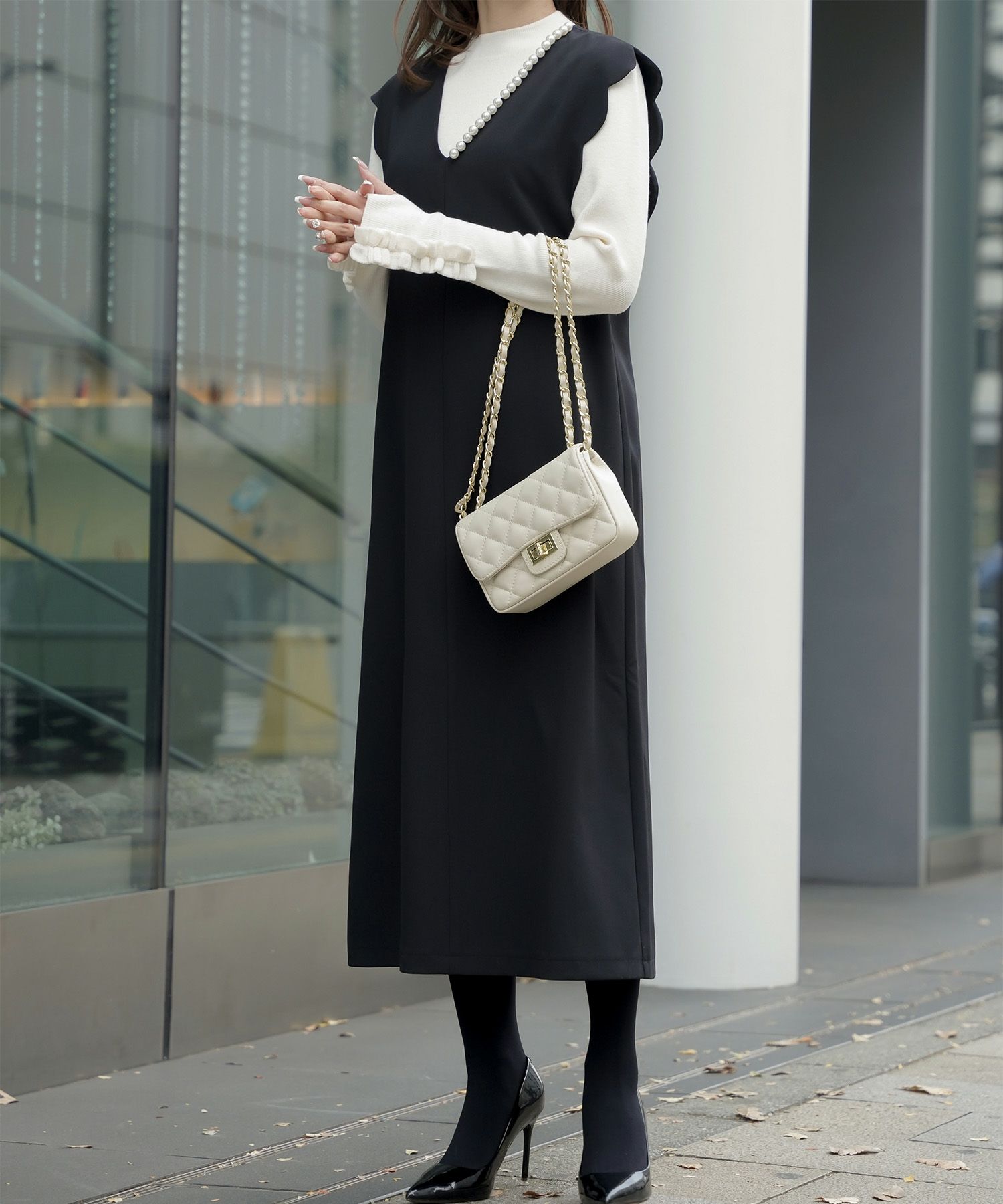 指穴 上品 ベーシック リブニット アームウォーマー トレンド 防寒/アイボリー/ベージュ/グレー/ブラック/M