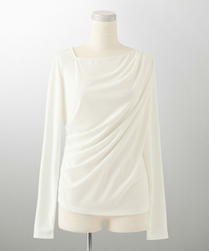 SUMMER-SALE アシンメトリー ドレープ トップス HUIT 全4色