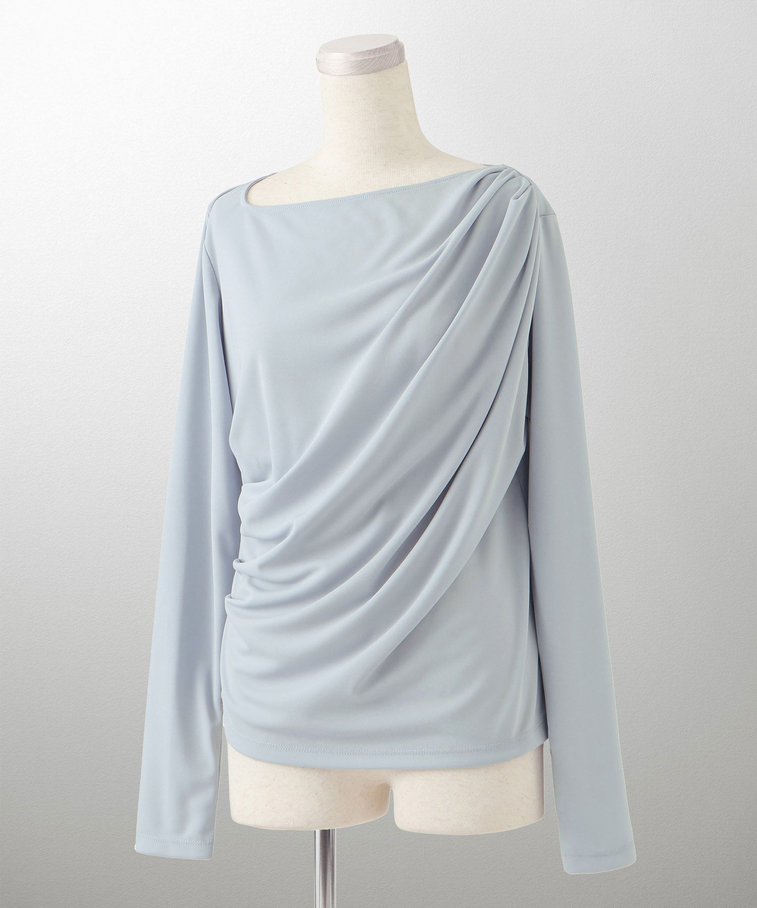 シンプル オフショルダー イージーケア オフィス/アイボリー/ピンク/サックス/ブラック/M