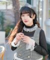 キラキラ ラメリブ ハイネック 冬 シルバーホワイト ブラック/M