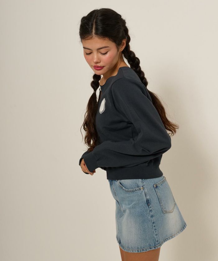 ワッペン付き オフショルスウェット TINA：JOJUN 全2色｜tnj511