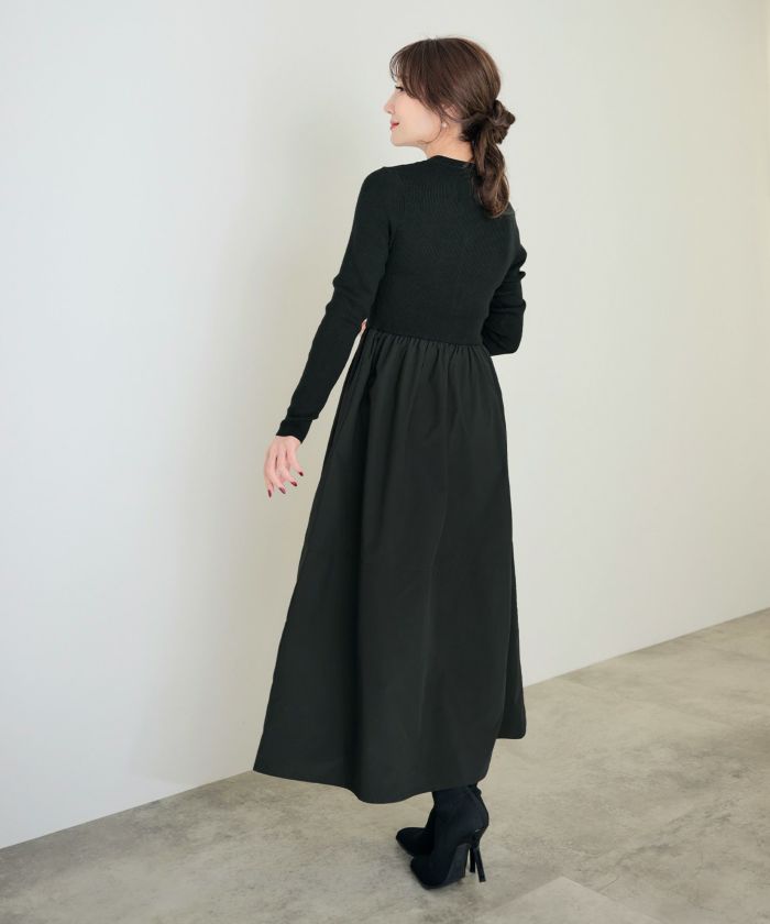 リブニット 布帛ドッキング ワンピース Liala×PG 全2色｜lpg311-2061