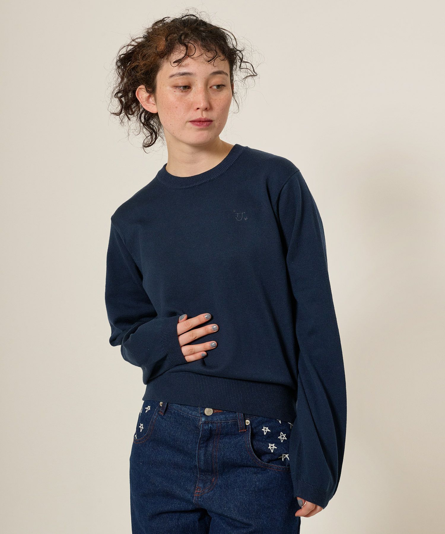 ニット/トップス/エンブレム付き