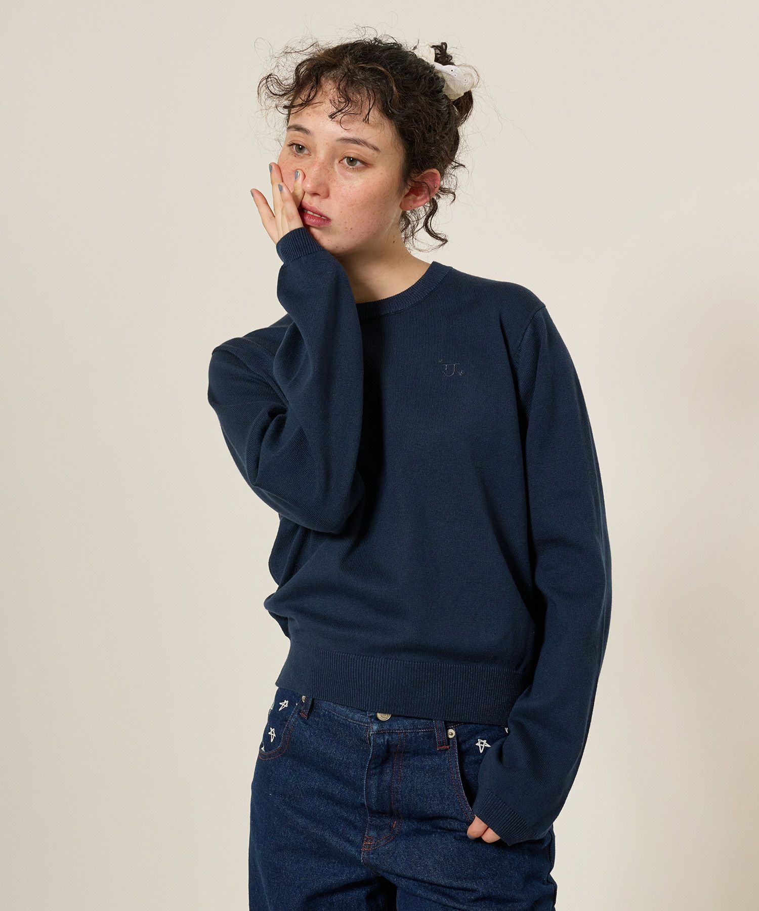 ニット/トップス/エンブレム付き