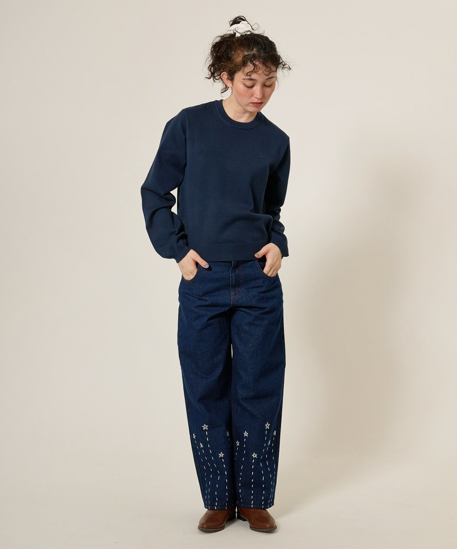 ニット/トップス/エンブレム付き