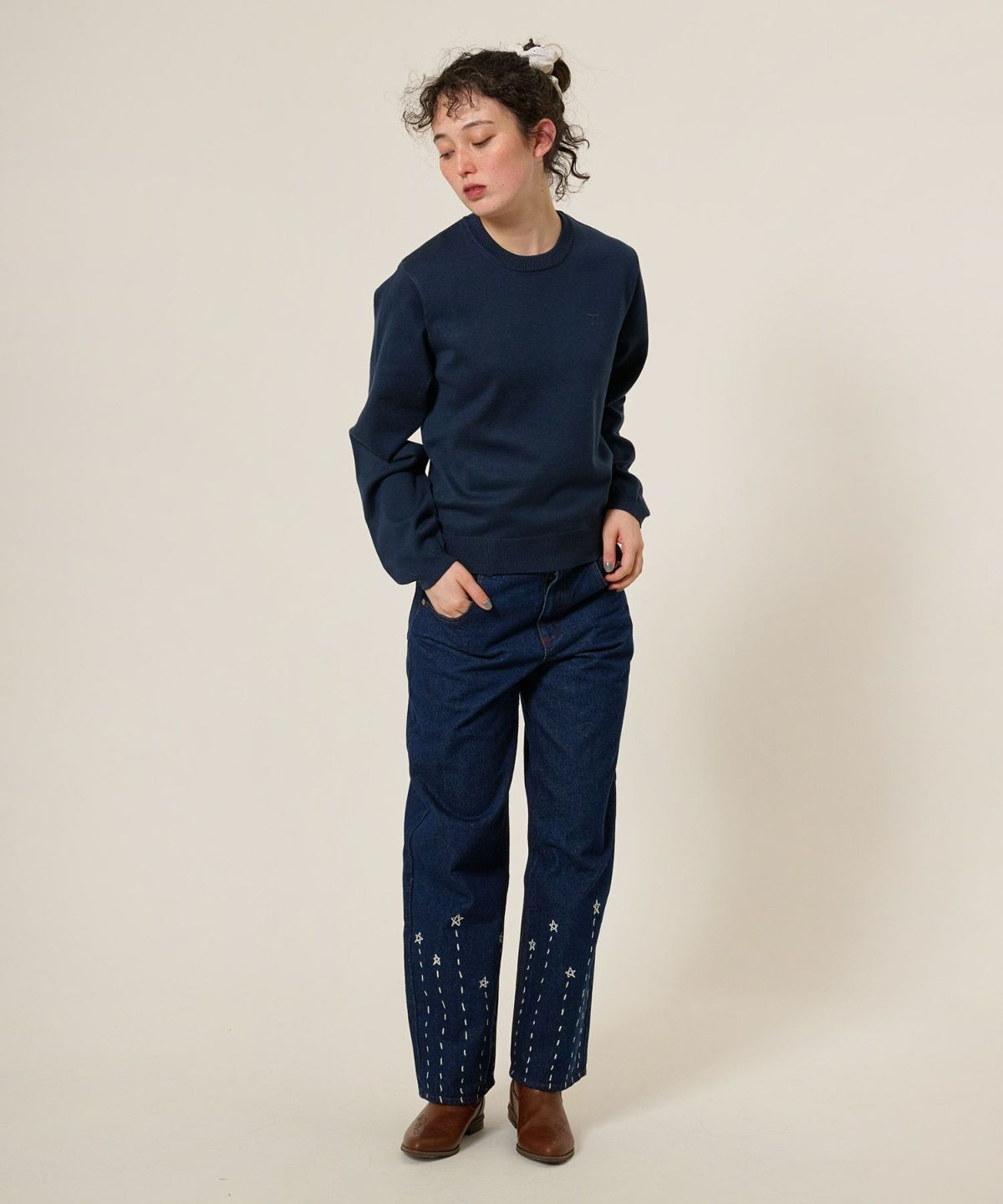 ニット/トップス/エンブレム付き