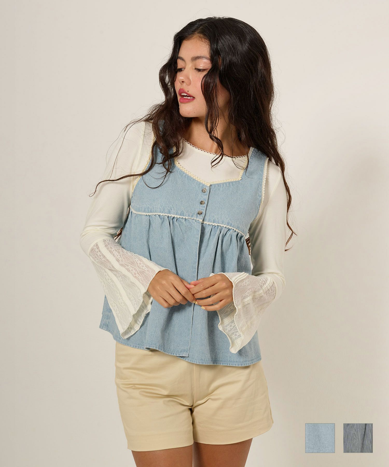 デニム/チュニック/ノースリーブ