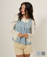 デニム/チュニック/ノースリーブ