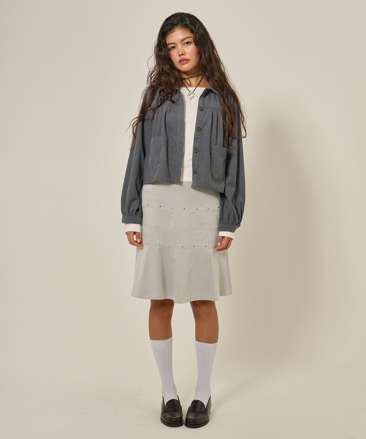 フェイクスエード/スカート/ボトムス/ひざ丈