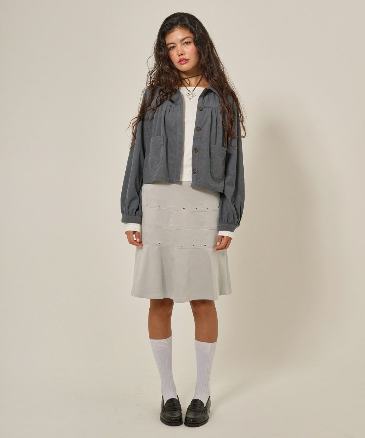 フェイクスエード/スカート/ボトムス/ひざ丈