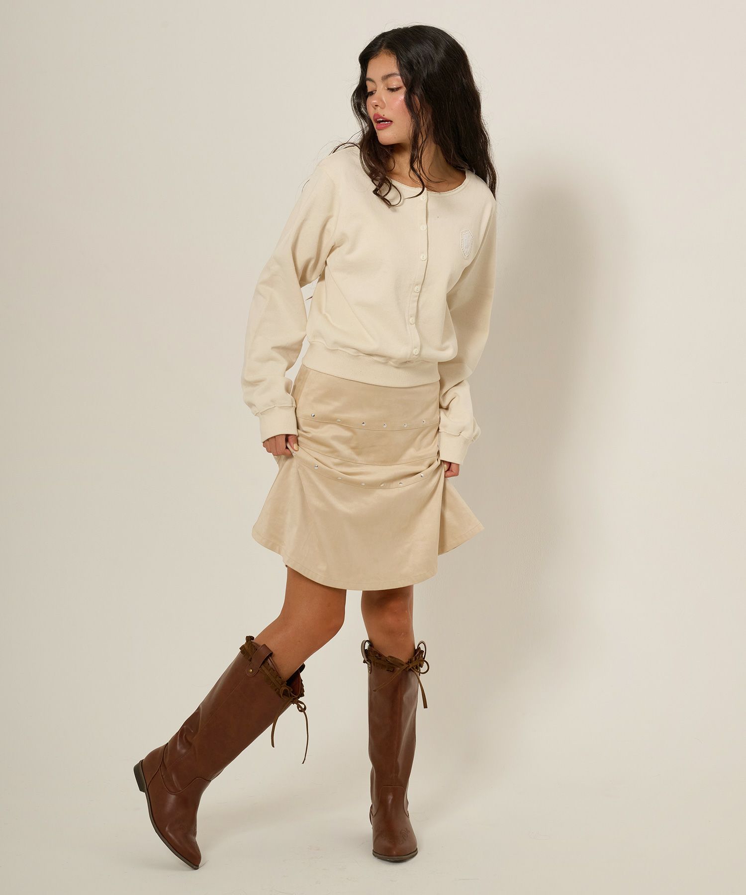 フェイクスエード/スカート/ボトムス/ひざ丈