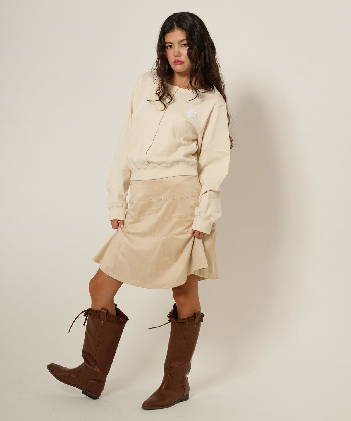 フェイクスエード/スカート/ボトムス/ひざ丈