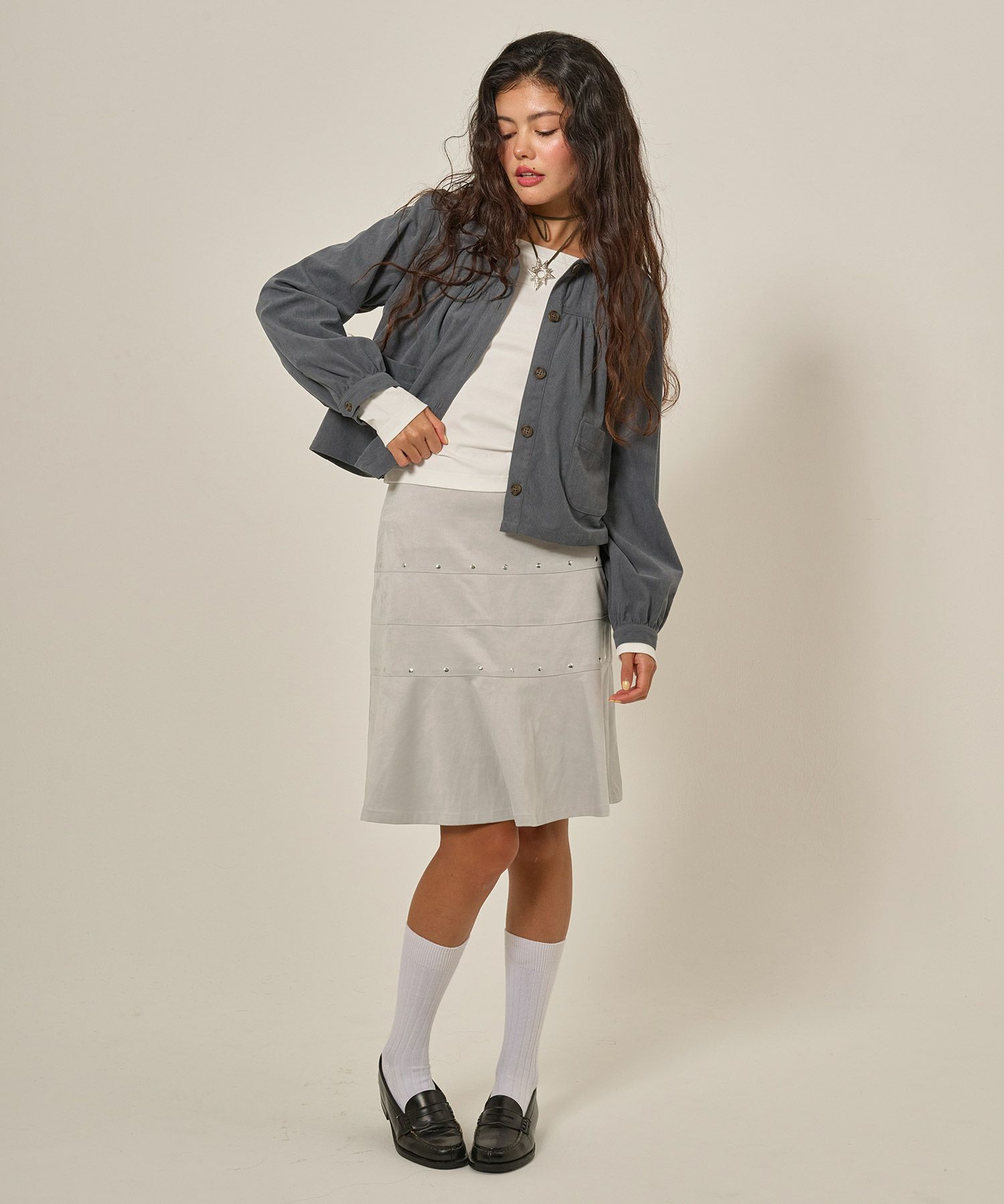 フェイクスエード/スカート/ボトムス/ひざ丈