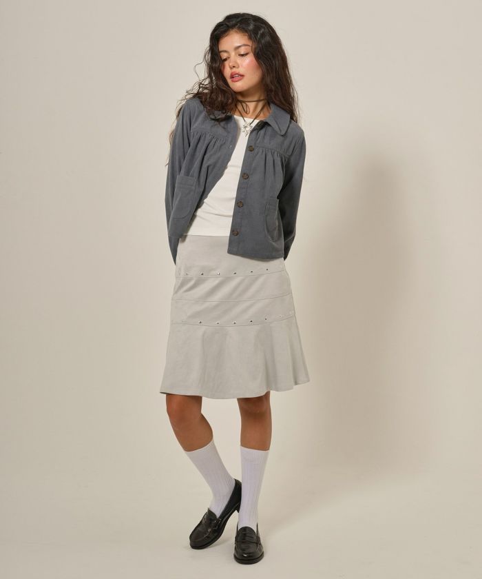 フェイクスエード ミディ丈スカート TINA：JOJUN 全2色｜tnj611-1015