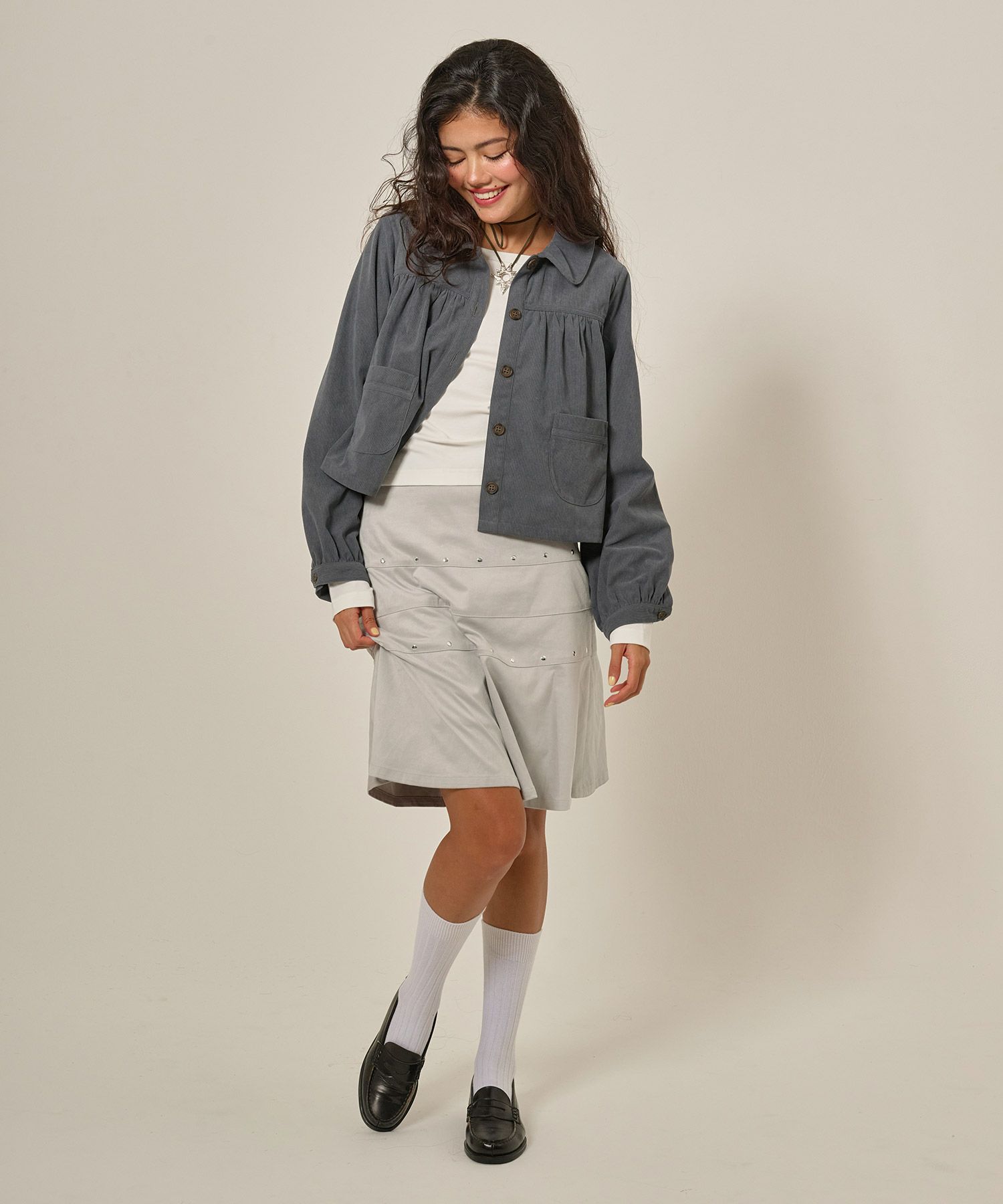 フェイクスエード/スカート/ボトムス/ひざ丈