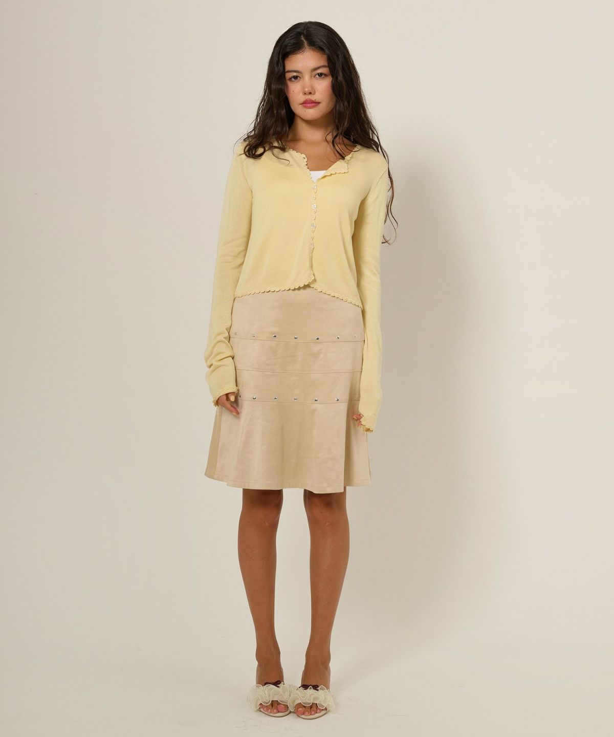 フェイクスエード/スカート/ボトムス/ひざ丈