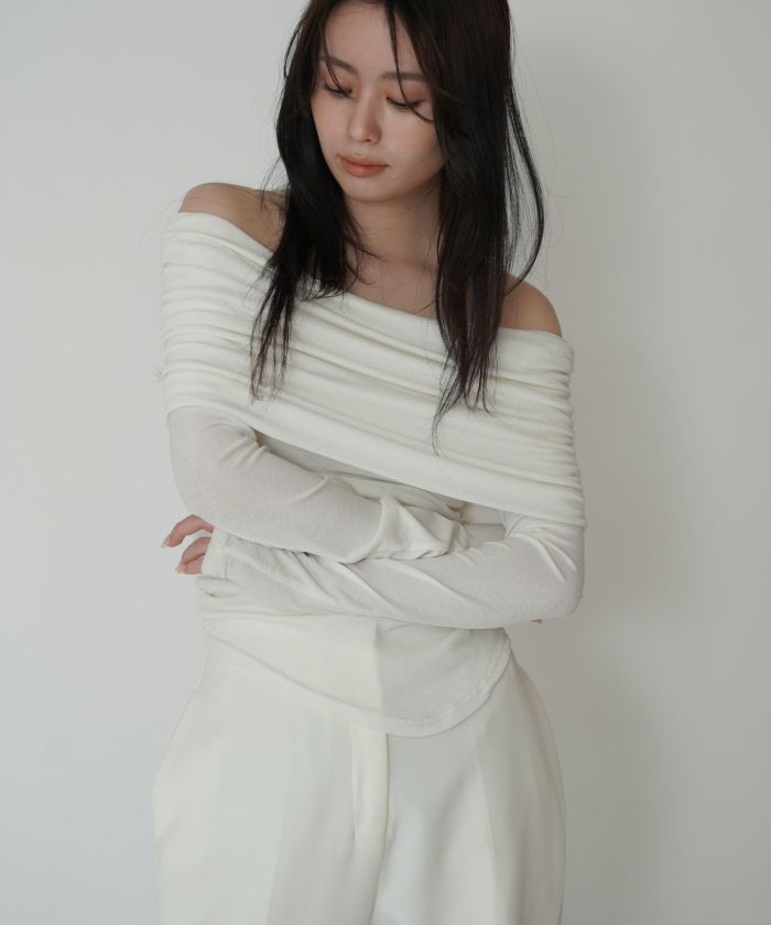 sheer off shoulder pullover