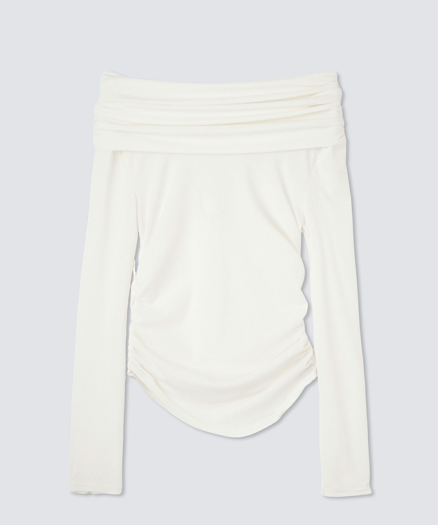 シアー オフショル プルオーバー カットソー ホワイト/ブラック/フリー/長袖