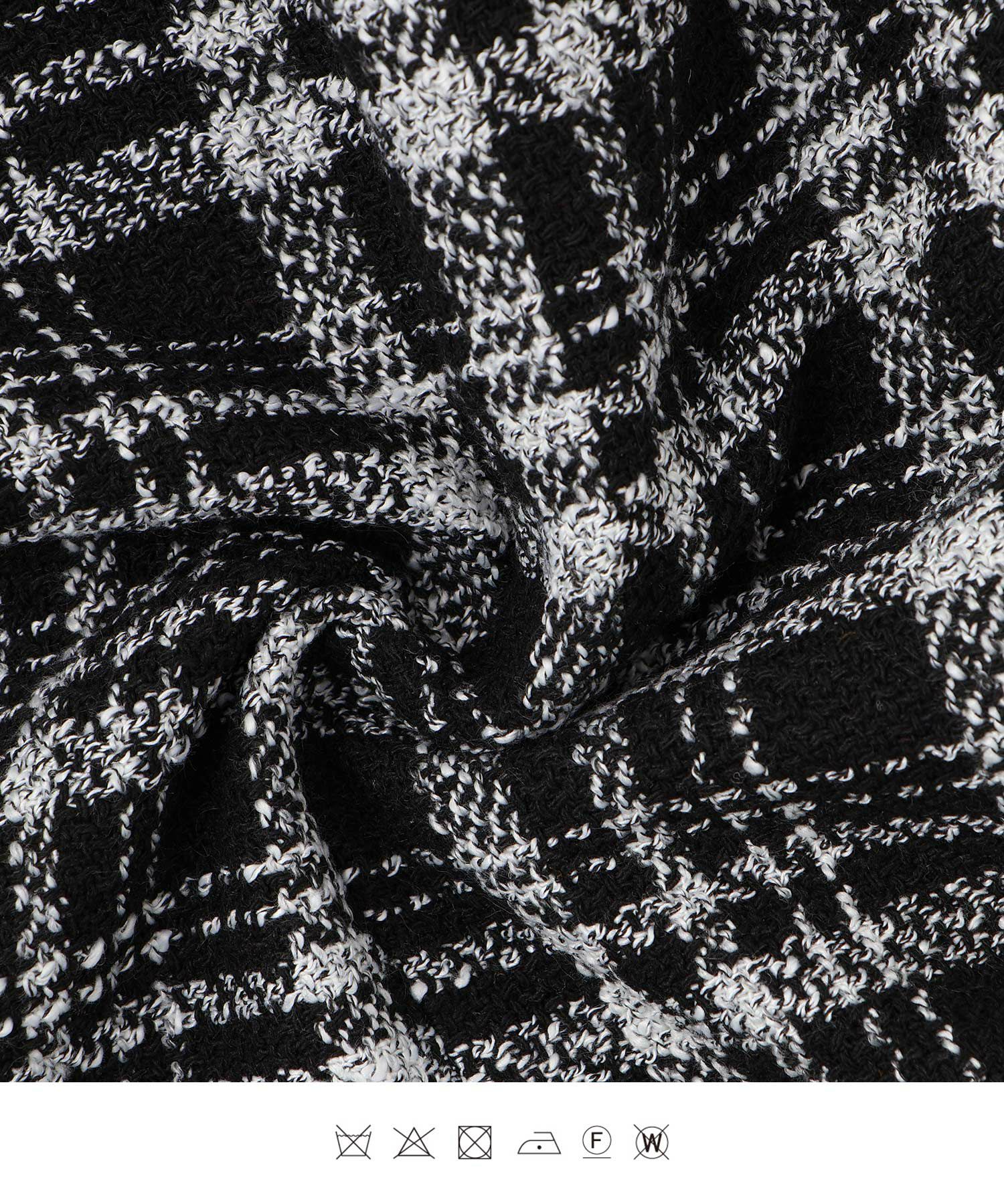 ツイード フリルヘム スパンコール チェック 上品 ミニ丈 グレーミックス/ベージュ/ブラック/M