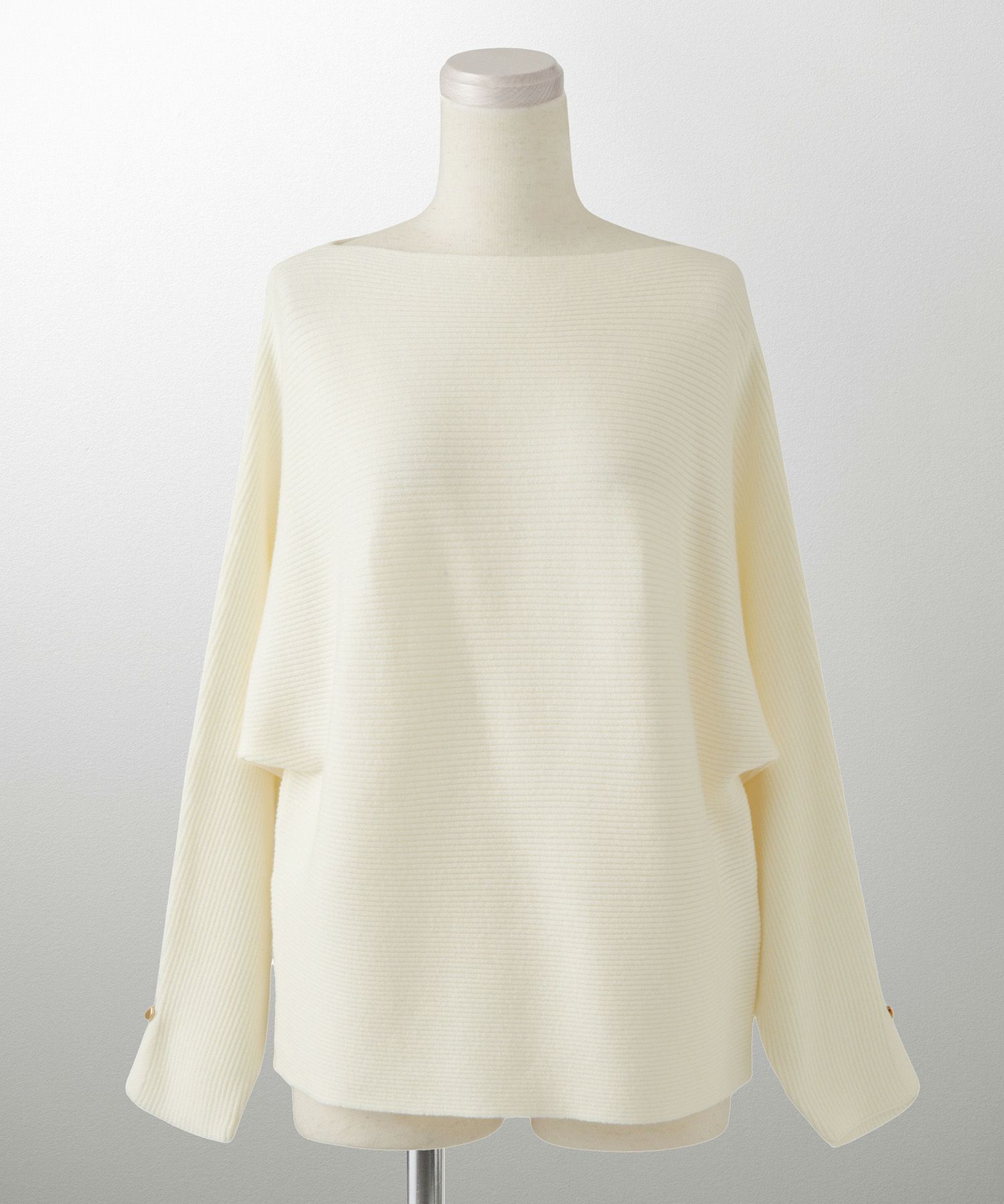 レディース ボートネック 袖 春/アイボリー/ピンク/グレー/ブラック/M/スリット/長袖