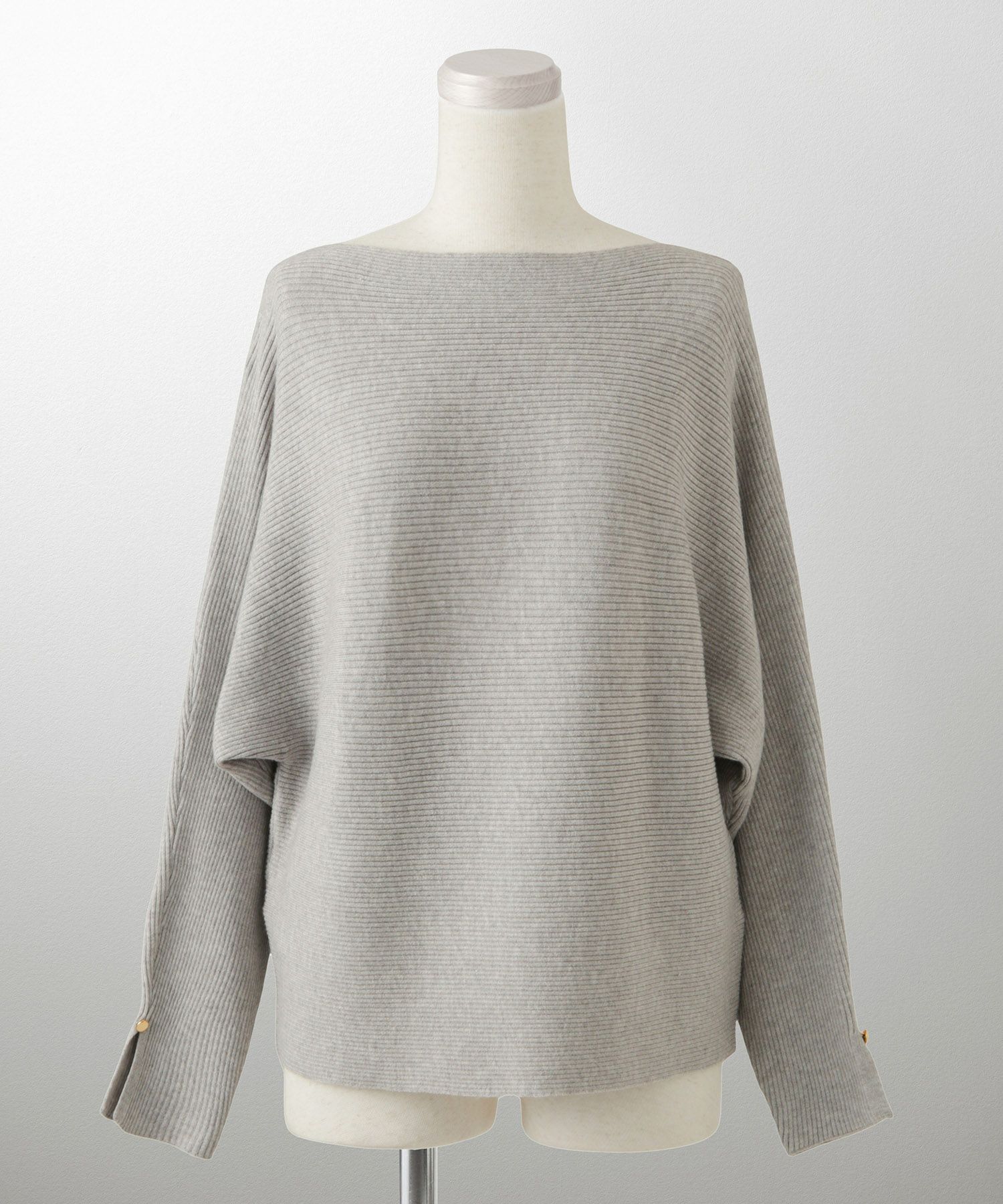 レディース ボートネック 袖 春/アイボリー/ピンク/グレー/ブラック/M/スリット/長袖