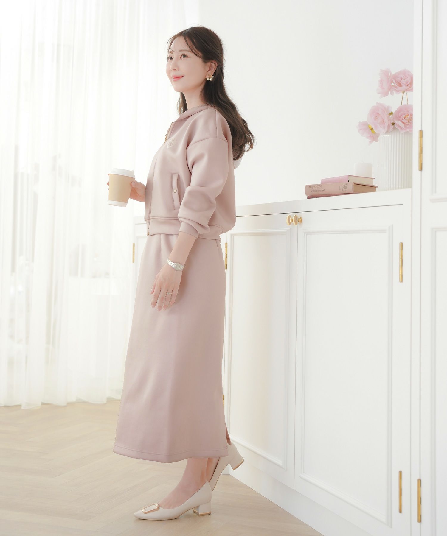 レディース/トップス/パーカー/カットソー/ダンボールニット/伸縮性/長袖/春/秋/冬/ワンマイル/旅行/運動会/お出かけ/オフィスカジュアル/エレガント/カジュアル/フェミニン/刺繍/ハート/ロゴ/アイボリー/ピンク/ネイビー/新色/ブラ